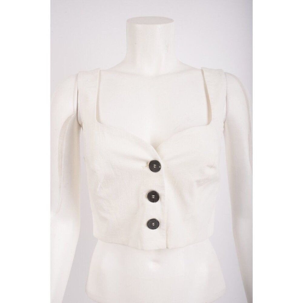 Zara Womans Shirt Crop Top Size XS White Sweetheart Neckline 1608/323 NWT